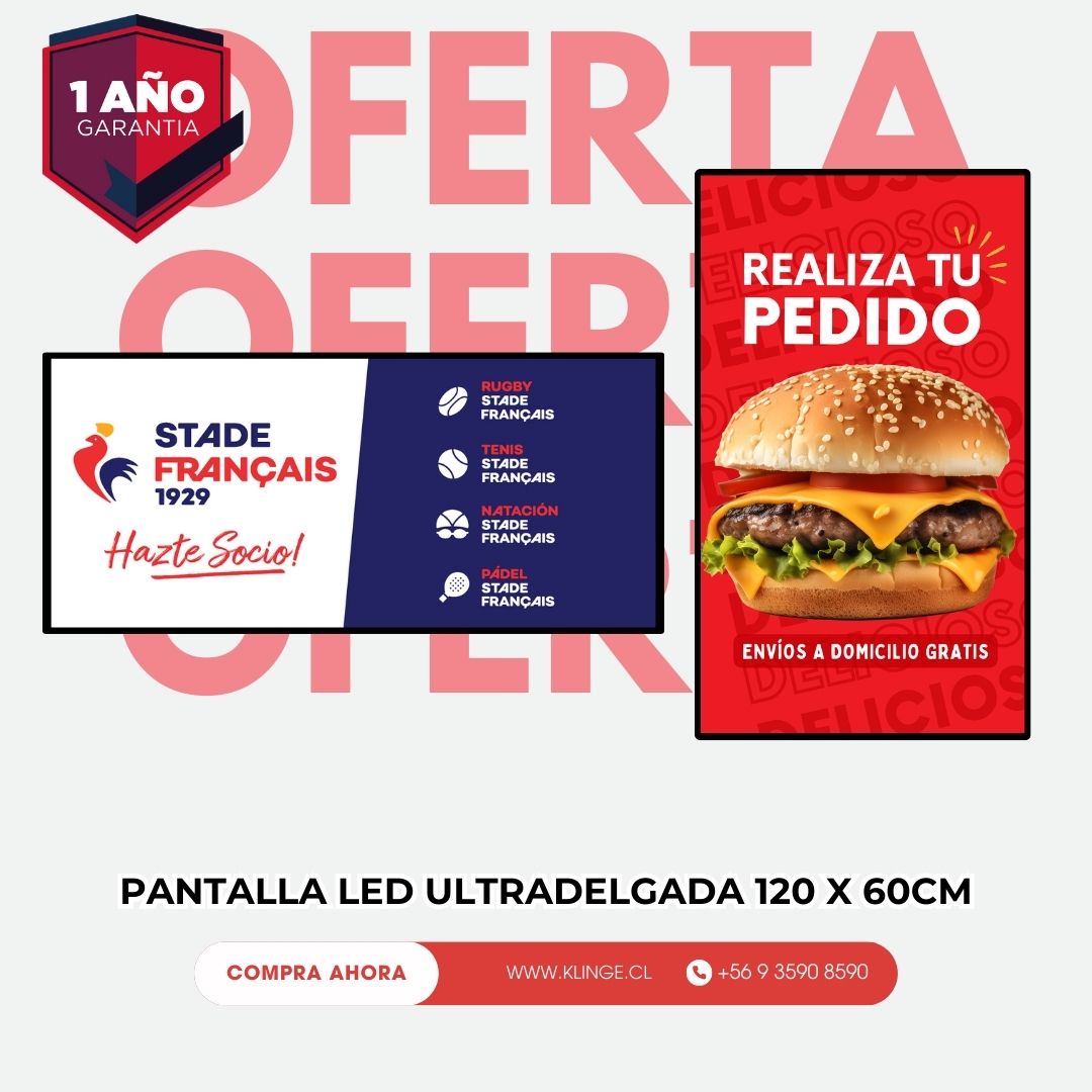 Pantalla LED ultradelgada de 60x120 cm instalada en vitrina comercial con alto brillo
