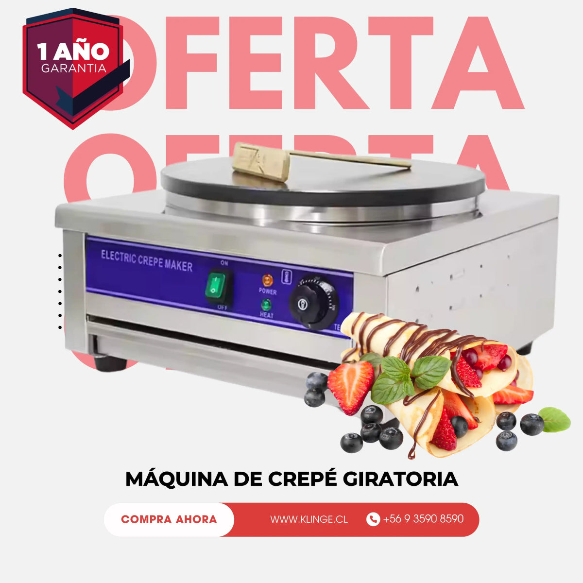 Crepera Eléctrica de Acero Inoxidable - Klinge