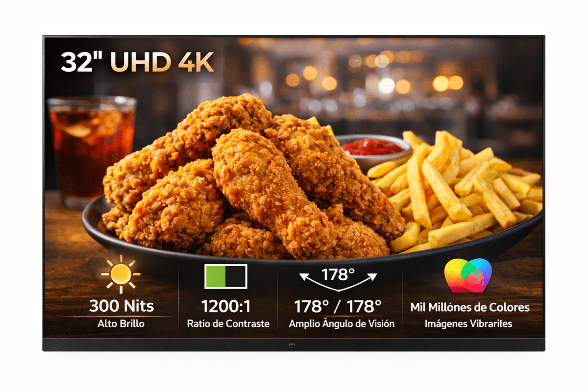 Monitor 32" Full HD para Menú Digital | Restaurantes y Locales - Klinge | Pantallas LED