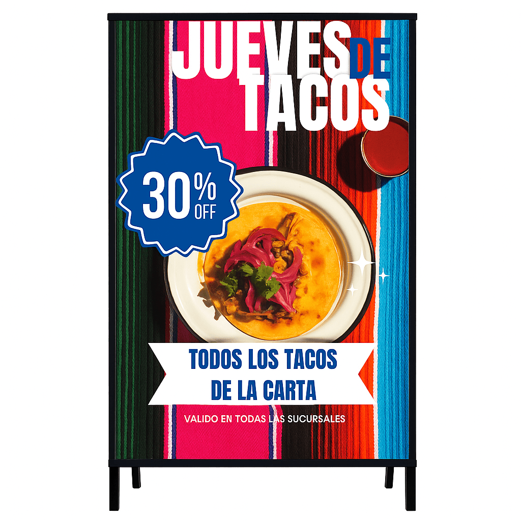 Panel LED Paloma 90x60, Ideal para Exteriores con Impresión Gratis – Klinge - Klinge | Equipos Gastronómicos