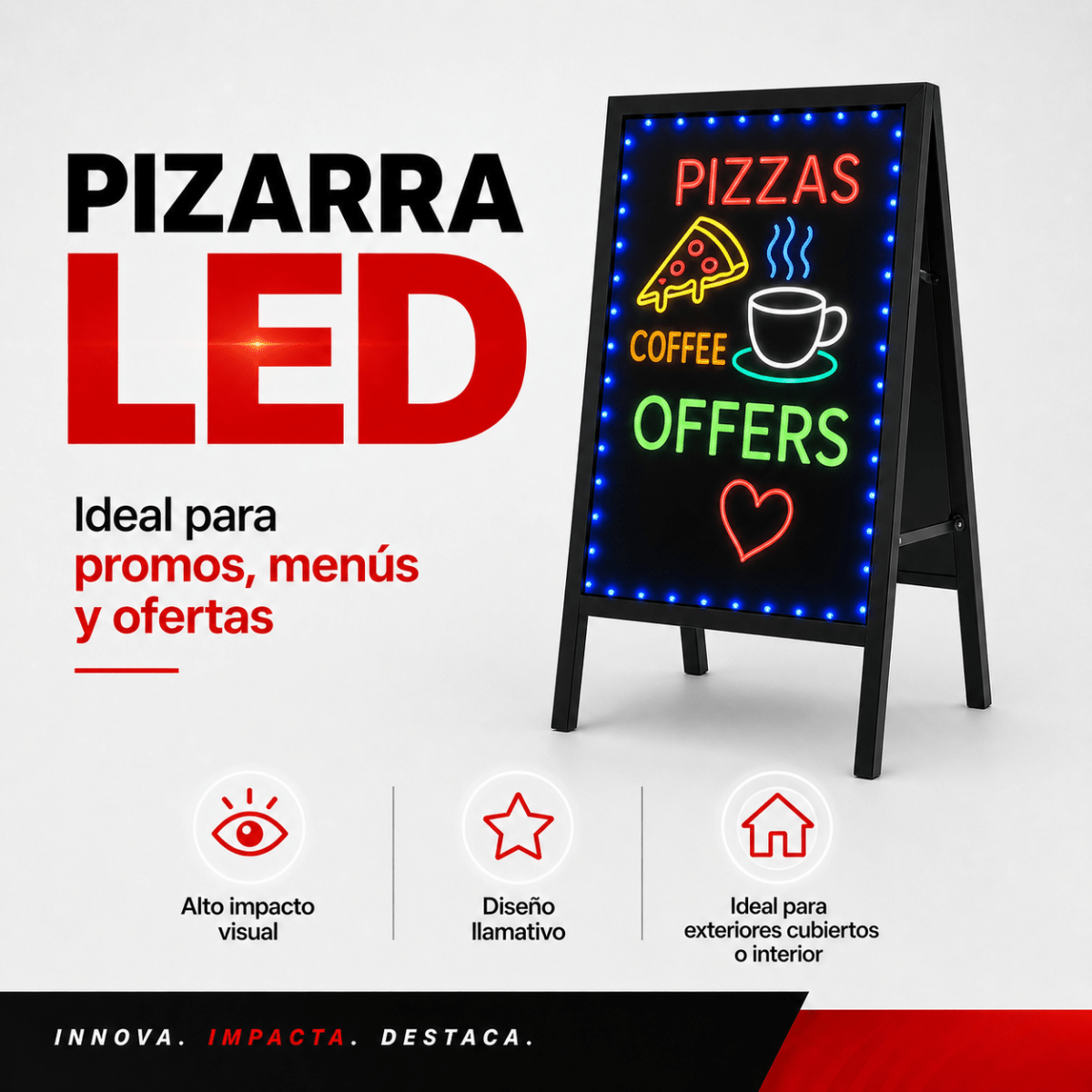 Pizarra LED Luminosa para Negocios - 40x60 - Klinge | Pantallas LED