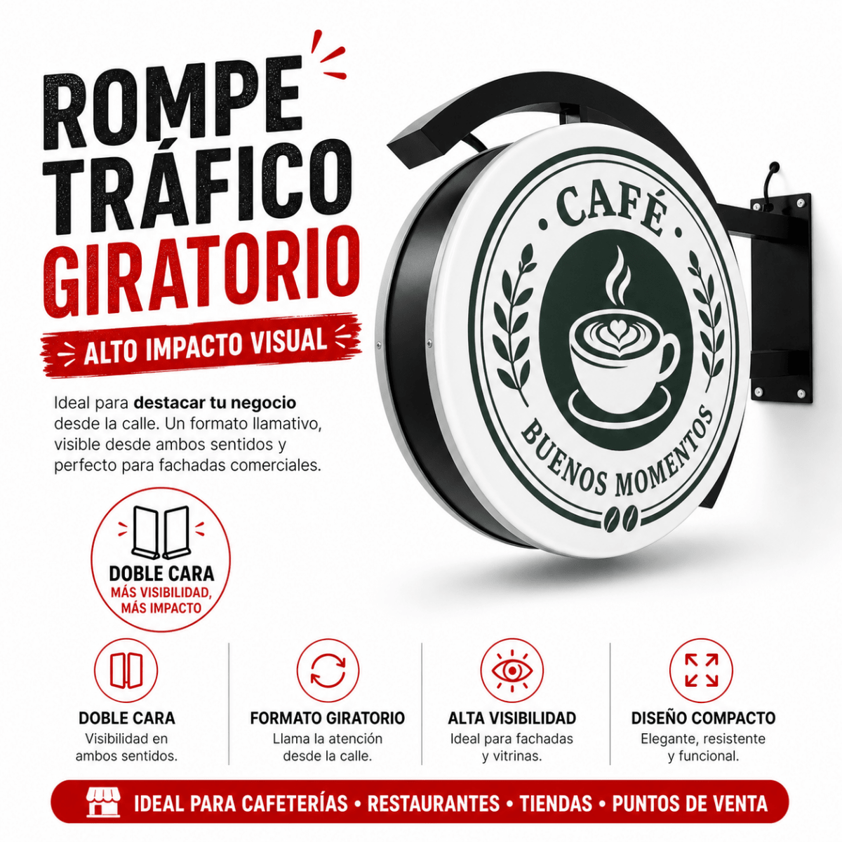 Rompe Tráfico Giratorio LED 360° | Letrero Publicitario Klinge - Klinge | Pantallas LED
