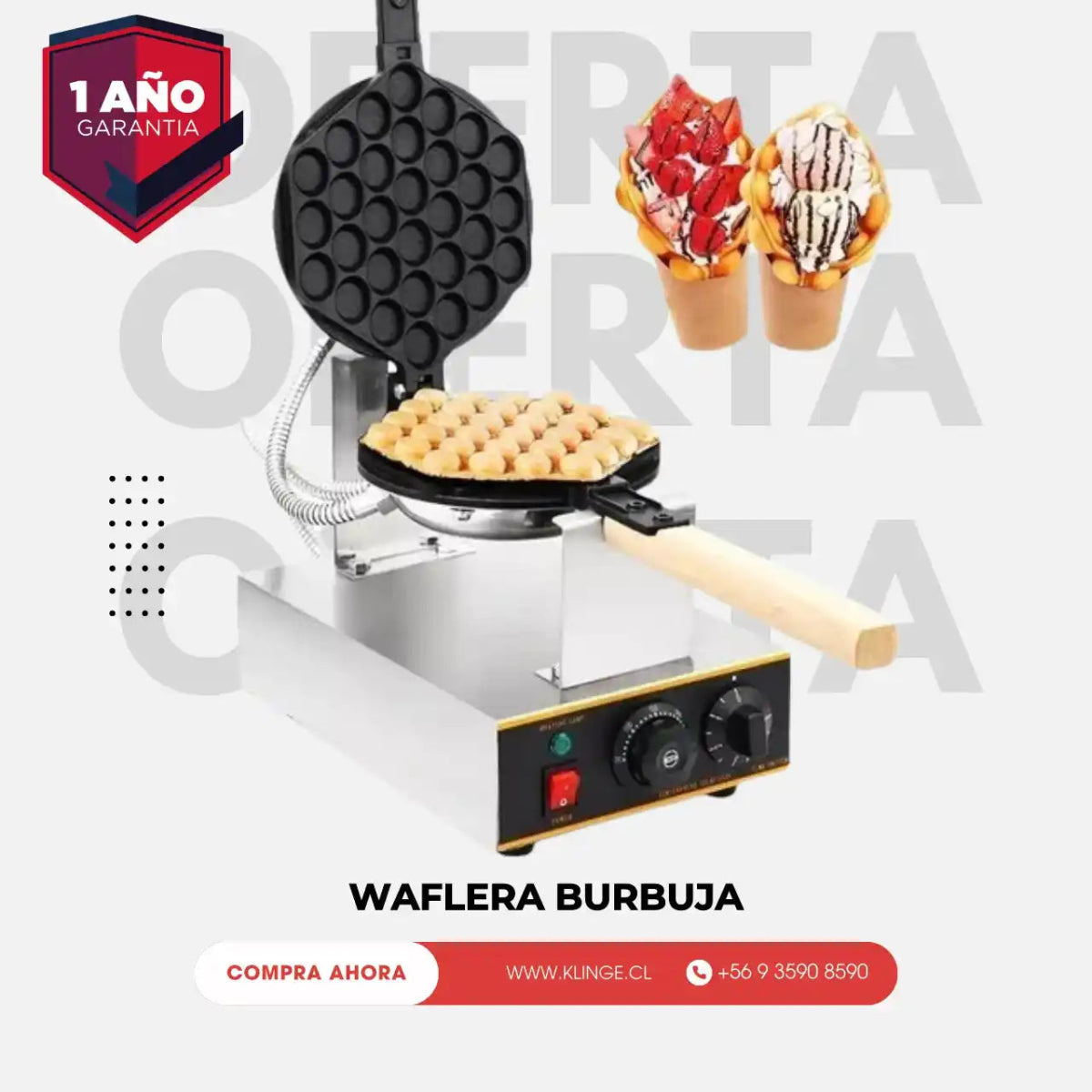 Waflera de Burbuja Profesional Klinge – Equipos Gastronómicos para Emprendedores - Klinge
